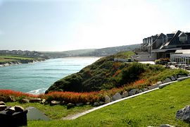 Views from Glendorgal of Porth beach