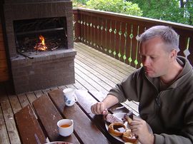 The Leisure deck with its Builtin BBQ and Sea