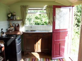 Duke has a full size cooker and fridge