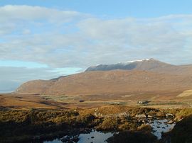 Lodge and mountains