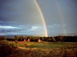 rainbow over Big Sky Lodges