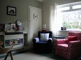 The living room and view out to the garden.