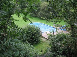 View down to swimming pool