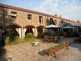 Barn with large patio